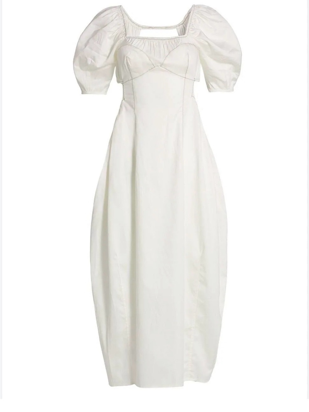 cult gaia White Puff-Sleeve Maxi Dress with Front Cutout